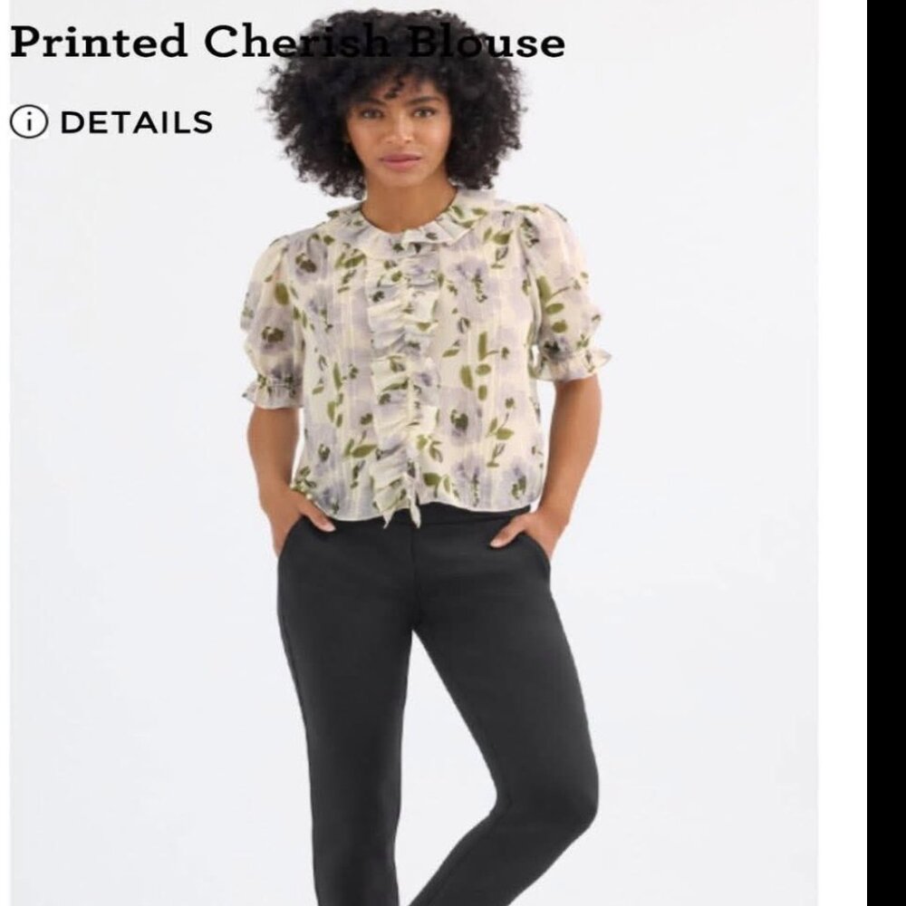 CAbi Printed Cherish Blouse XL New